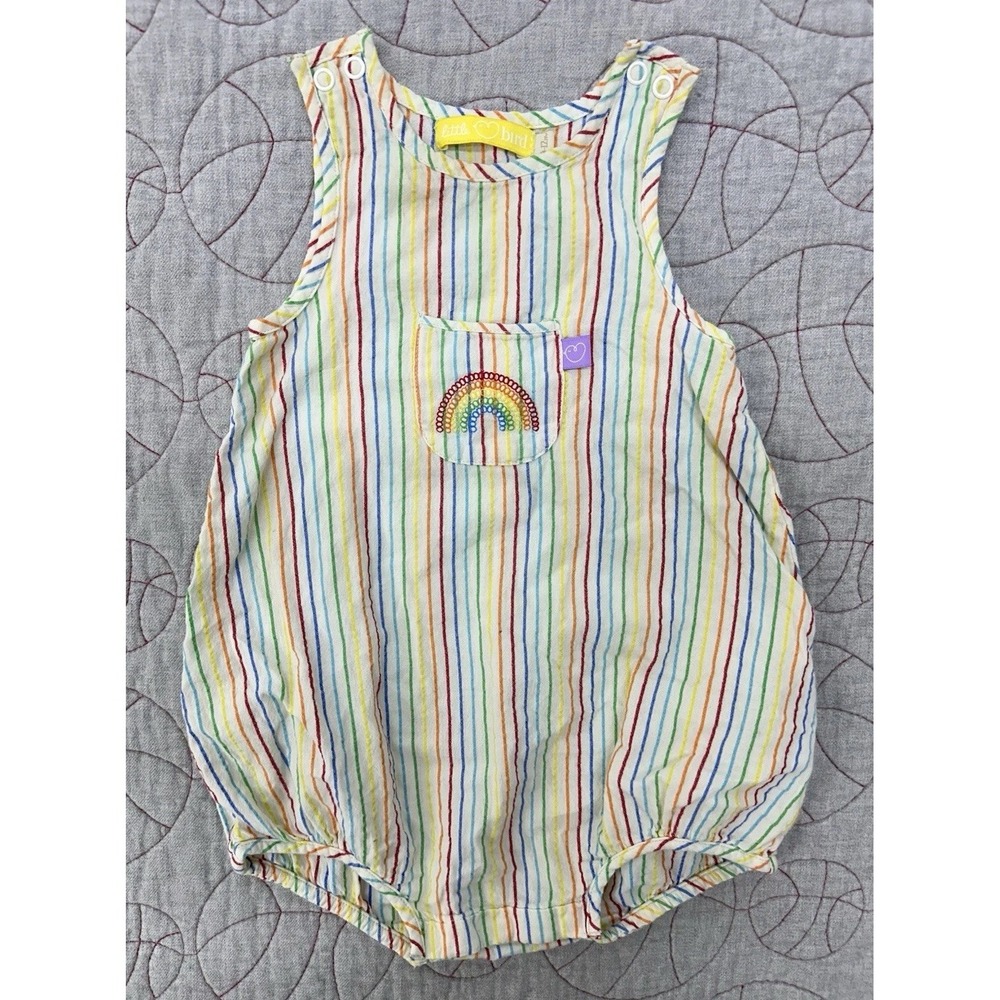 Little Bird by Jools Oliver Rainbow Stripe Baby Bubble Romper / Size 9-12M